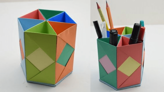 easy diy origami pen stand 