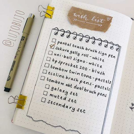 bullet journal wish list