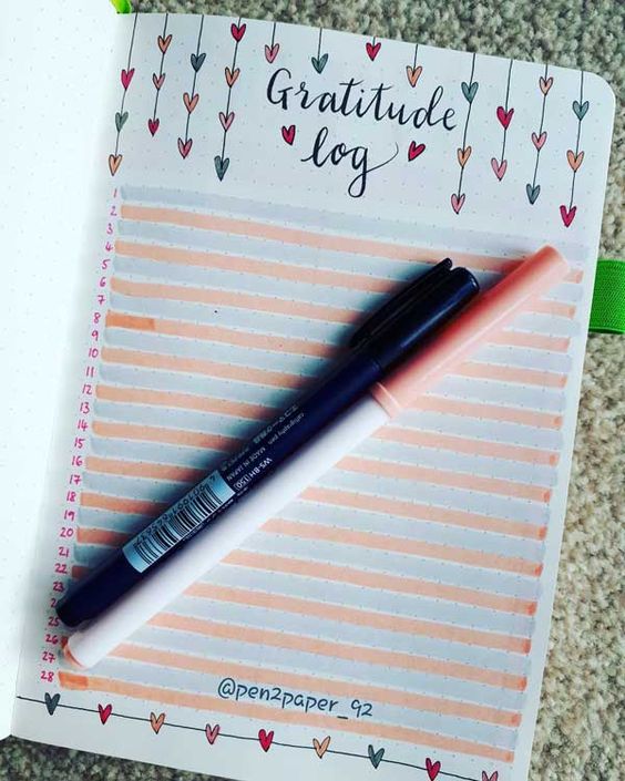 bullet journal gratitude log