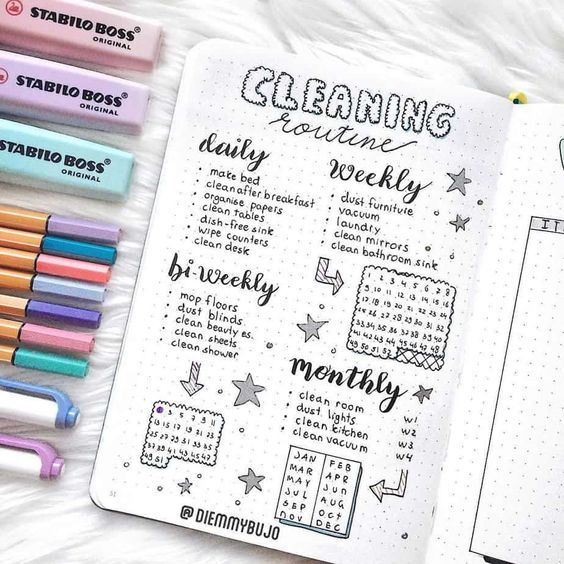 bujo cleaning schedule