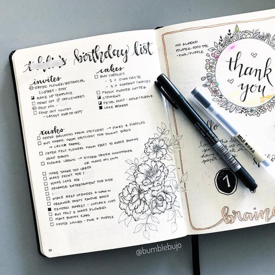 bullet journal party checklist