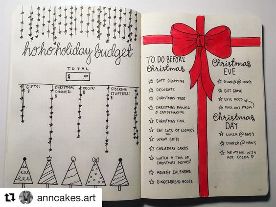 bullet journal holiday page