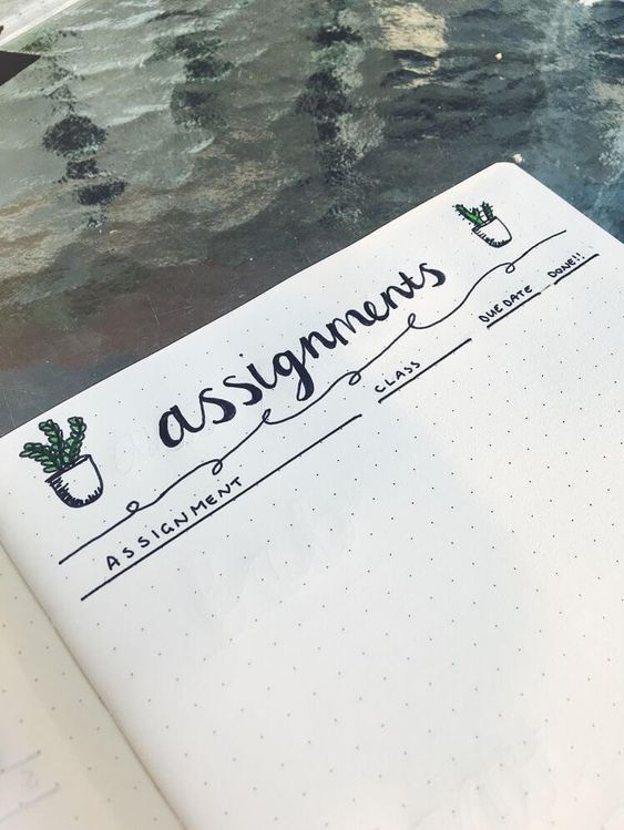 bujo assignments tracker