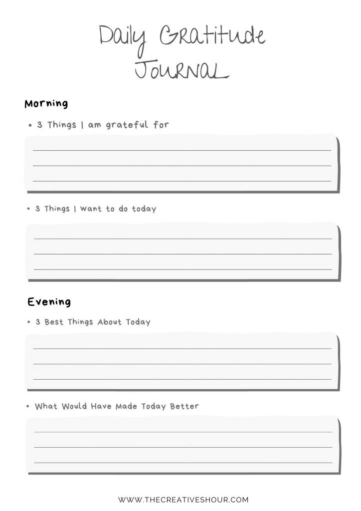 Printable Daily Gratitude Journal Template Free