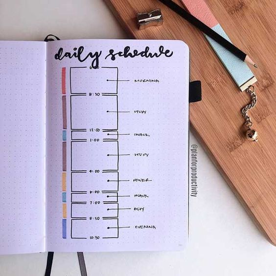 minimalist daily schedule bujo