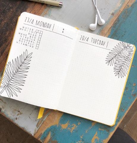 minimalist bullet journal daily spread