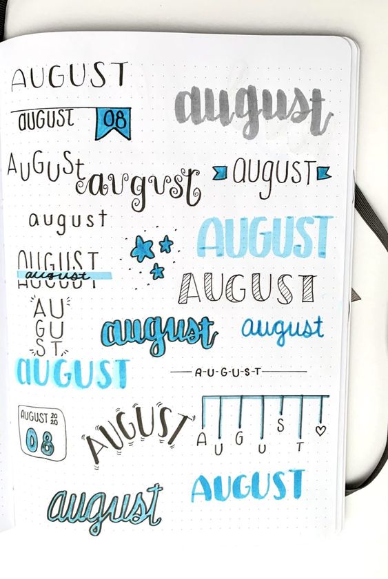 bullet journal font months