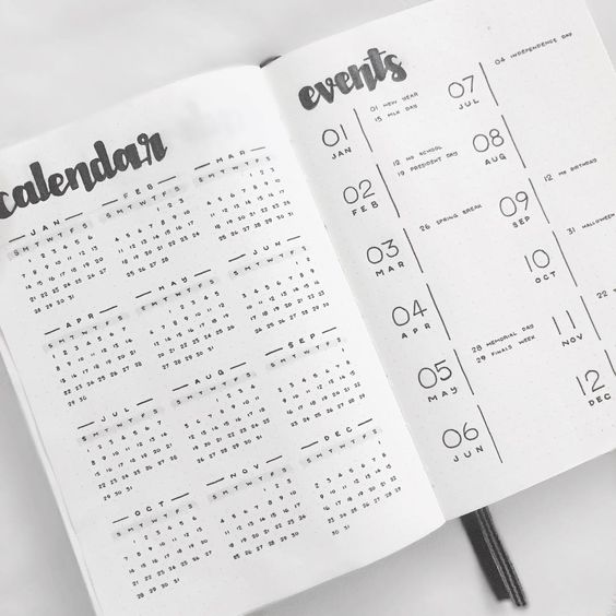 bullet journal minimalist calendar