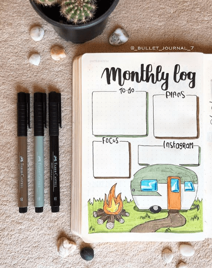 august bullet journal layout