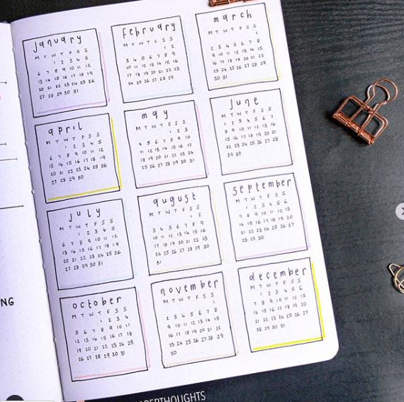 bullet journal yearly