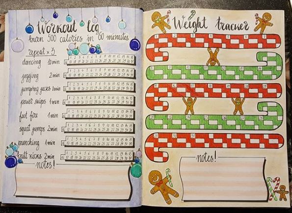 holiday weight tracker for bullet journal