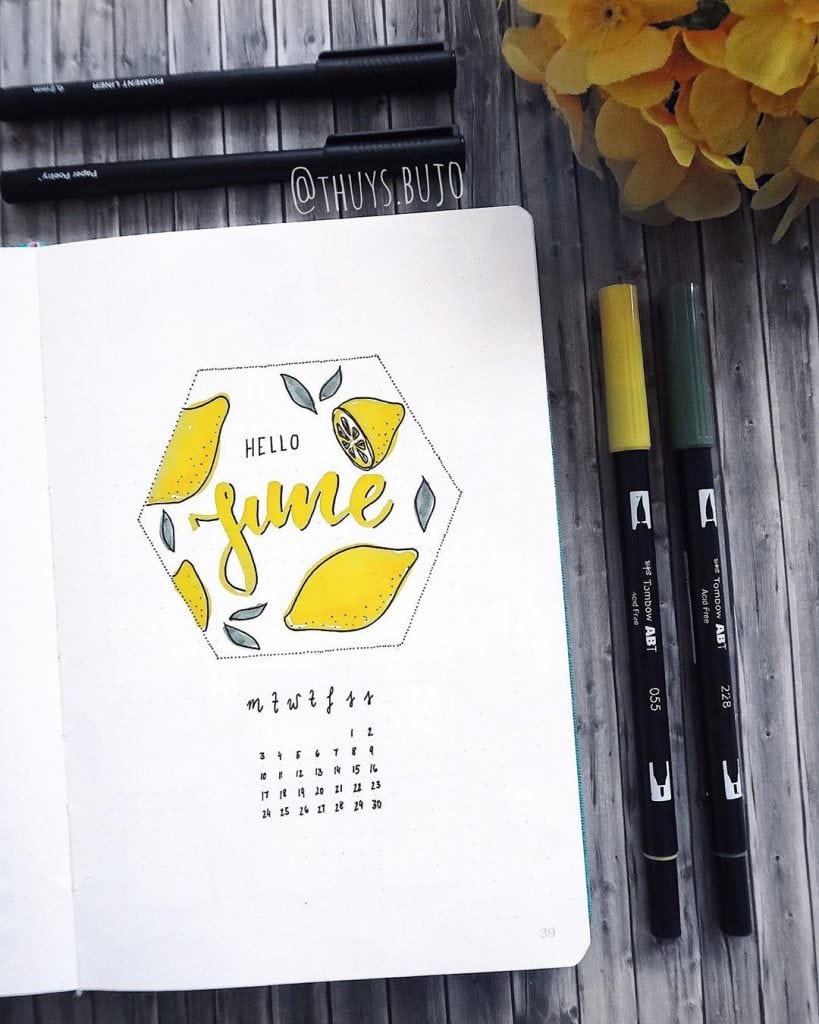 bullet journal lemon june cover