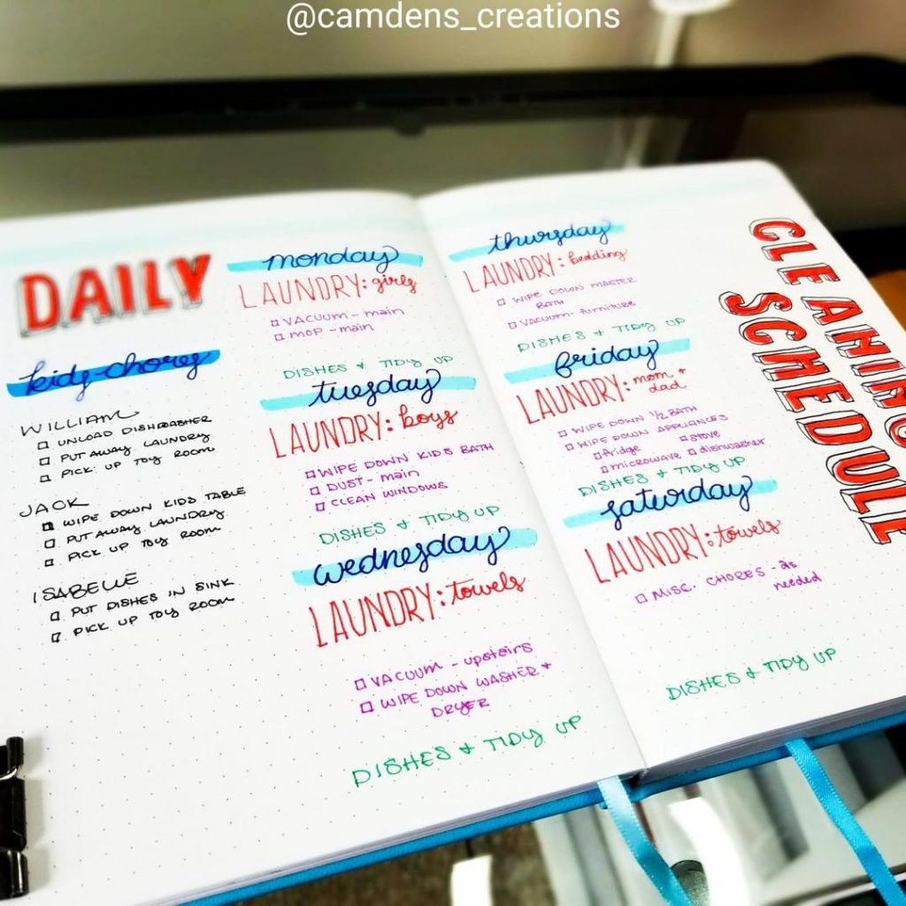 Bullet Journal Cleaning Spread