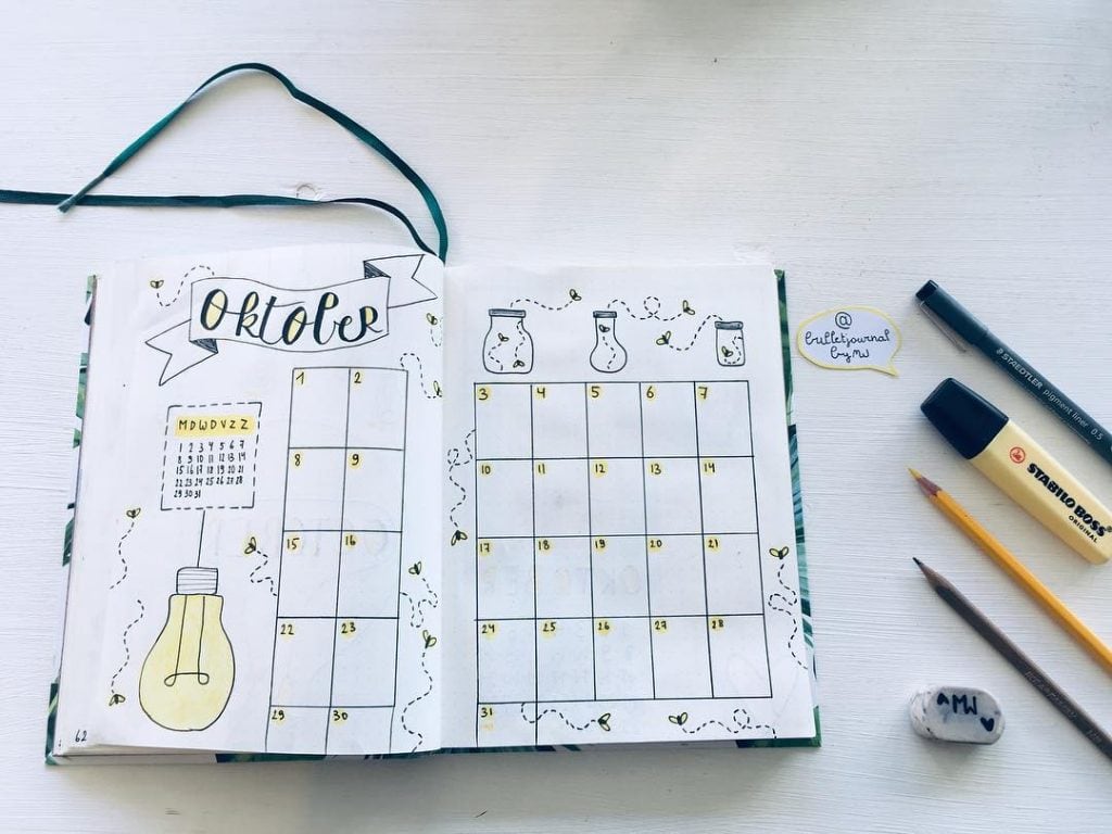 Bullet Journal Light Bulb Monthly Layout Theme 2 (2)