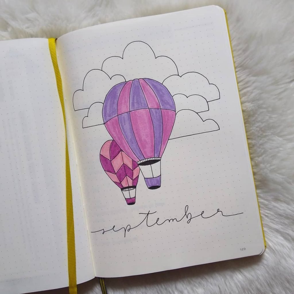 Cover page hot air balloon bullet journal