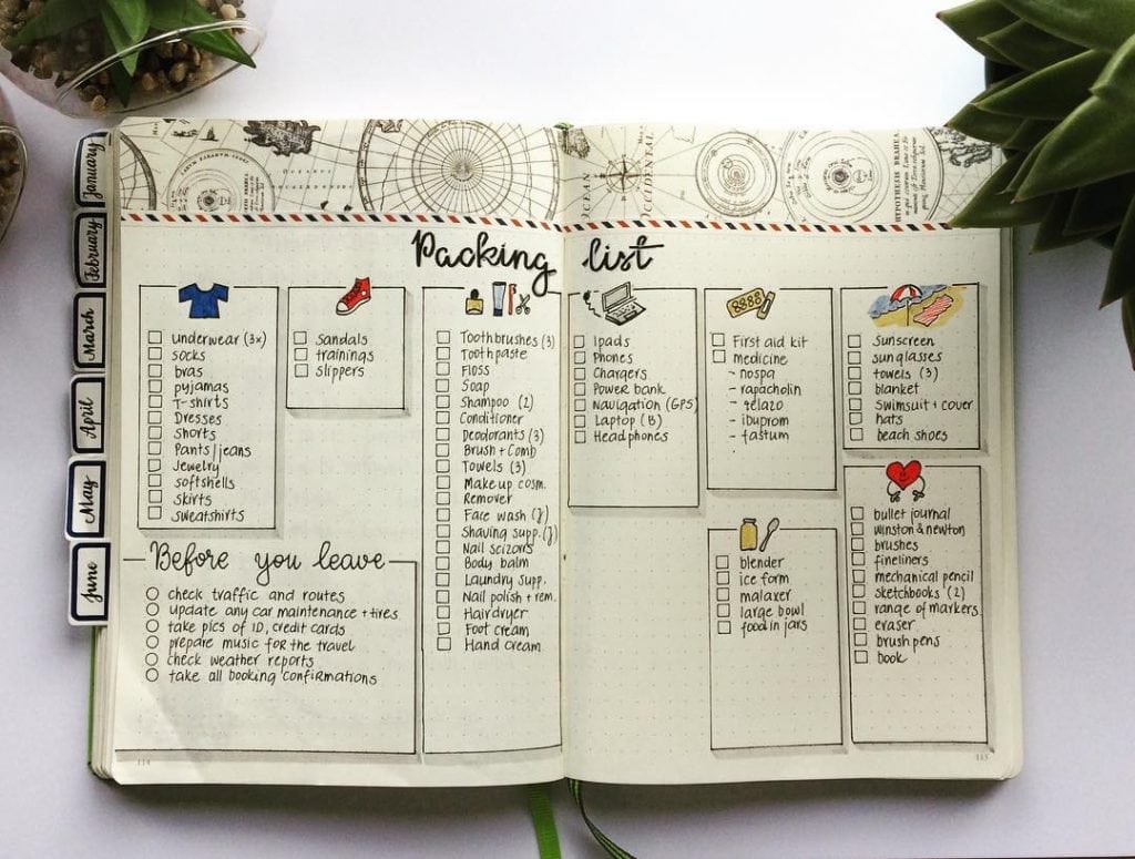 Packing List Bullet Journal theme 10