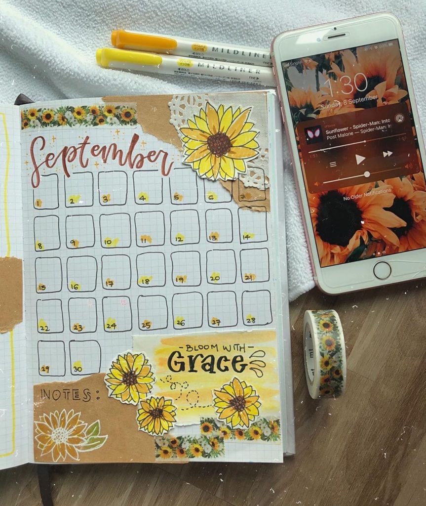 September Bullet Journal Monthly Layout 3