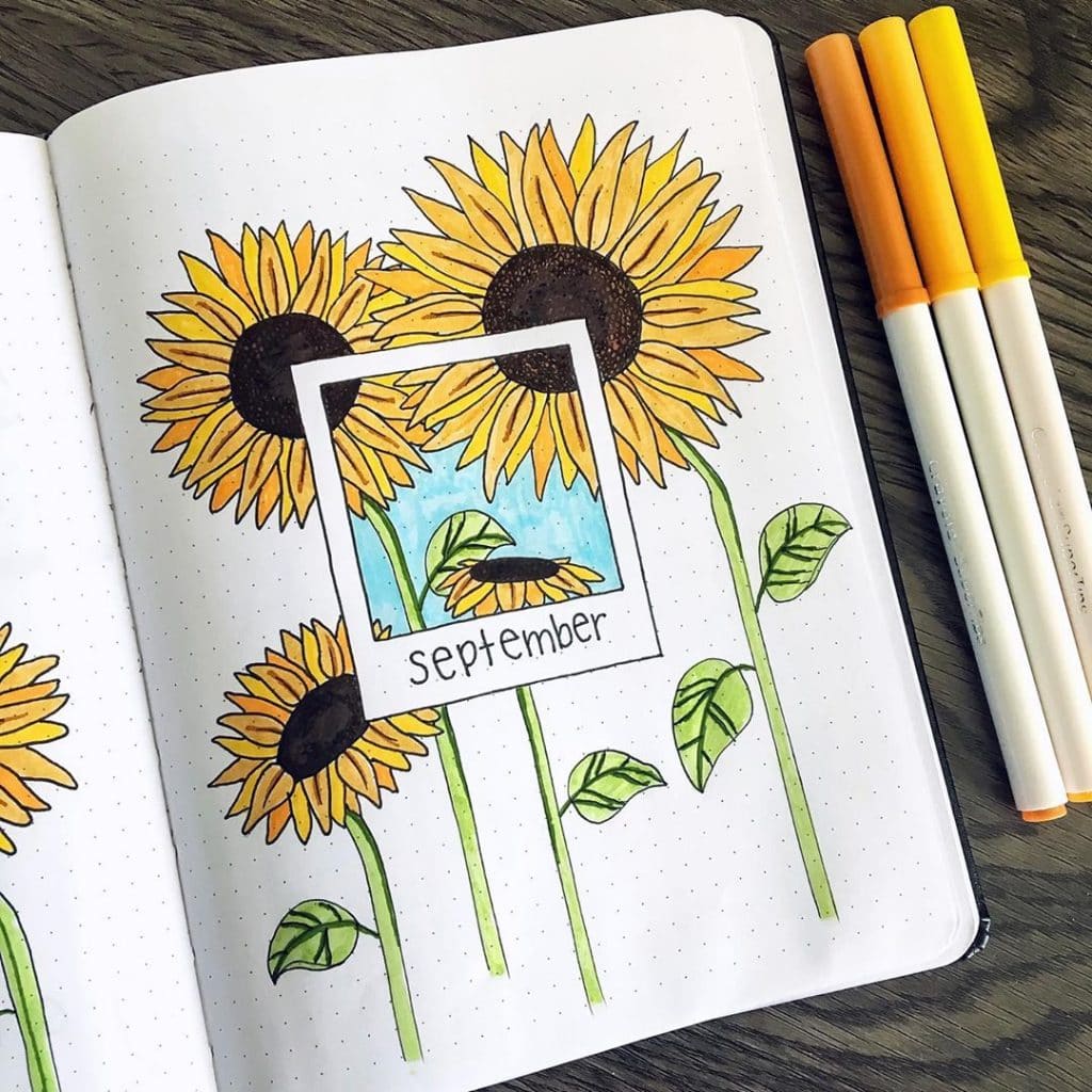 September Cover Sunflower Theme Bullet Journal