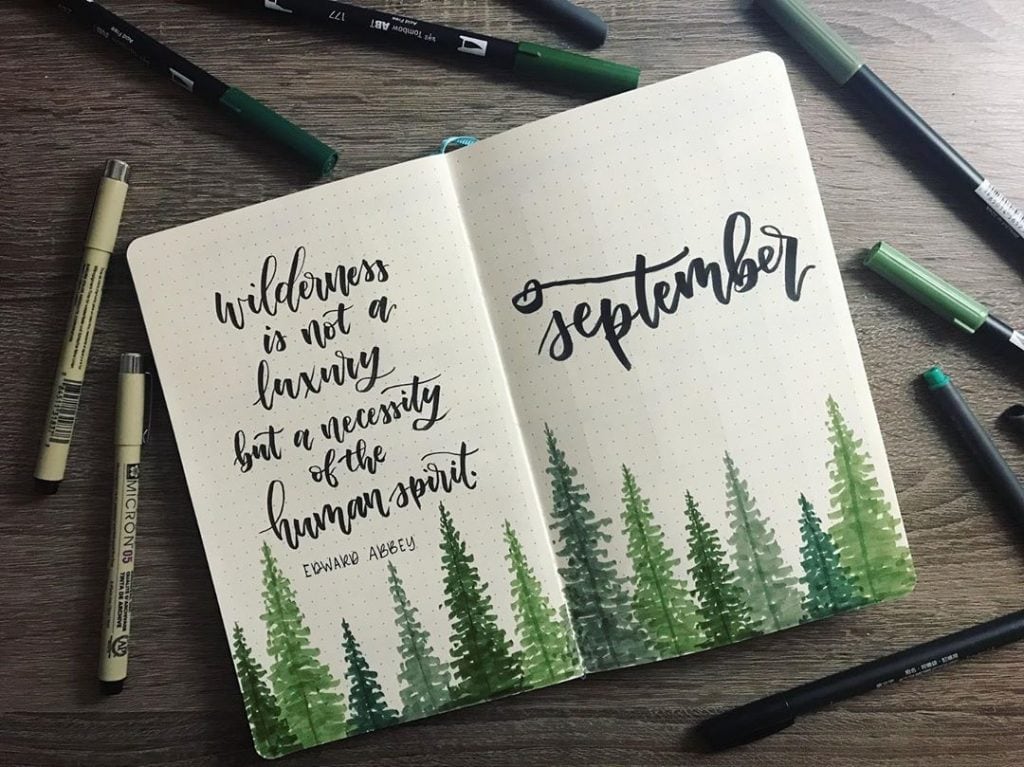 September Forest Theme Bullet Journal