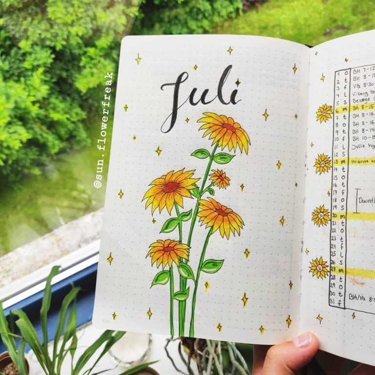 28 Bright Sunflower Bullet Journal Ideas