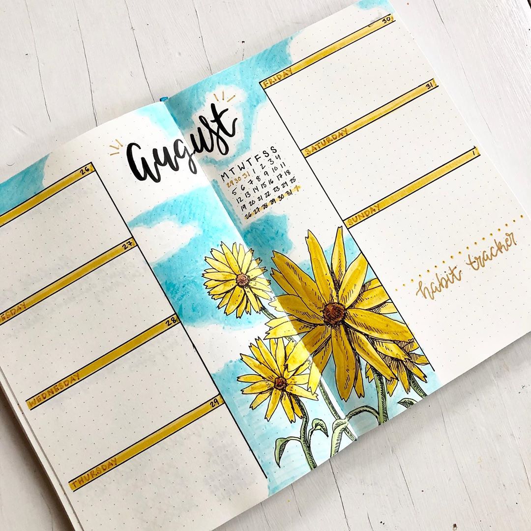 28 Bright Sunflower Bullet Journal Ideas