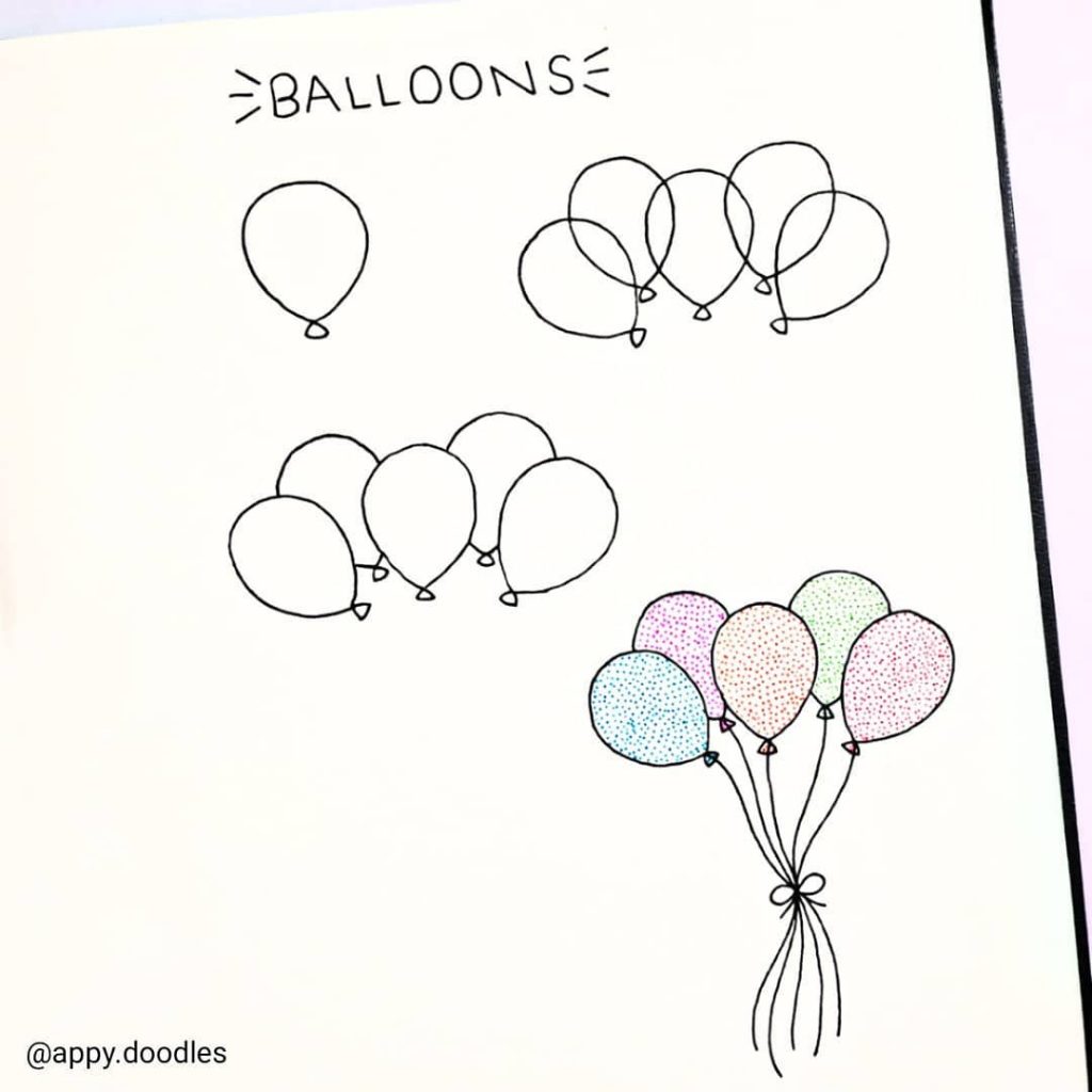 ballons bullet journal doodle