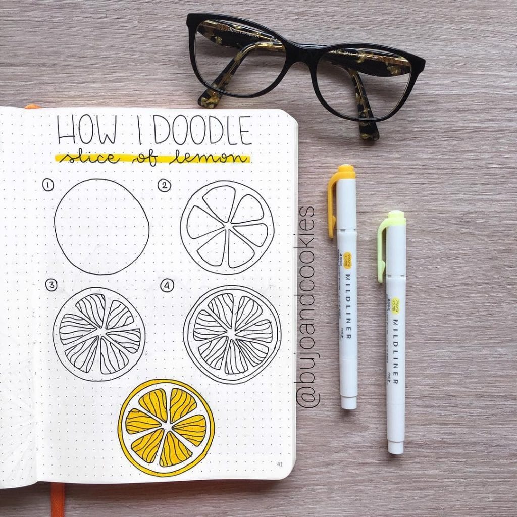 lemon bullet journal doodle