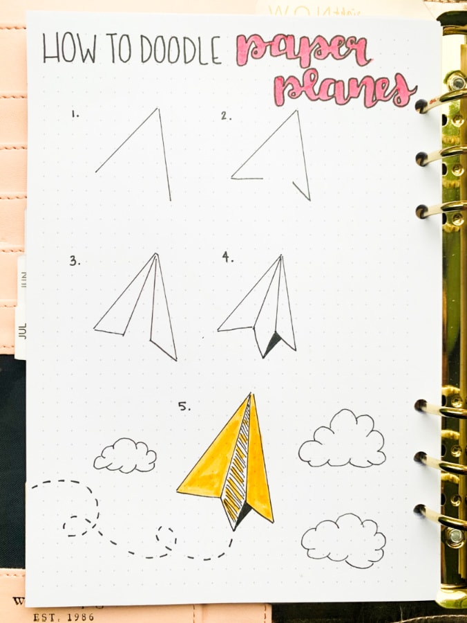 paper plane bullet journal doodle