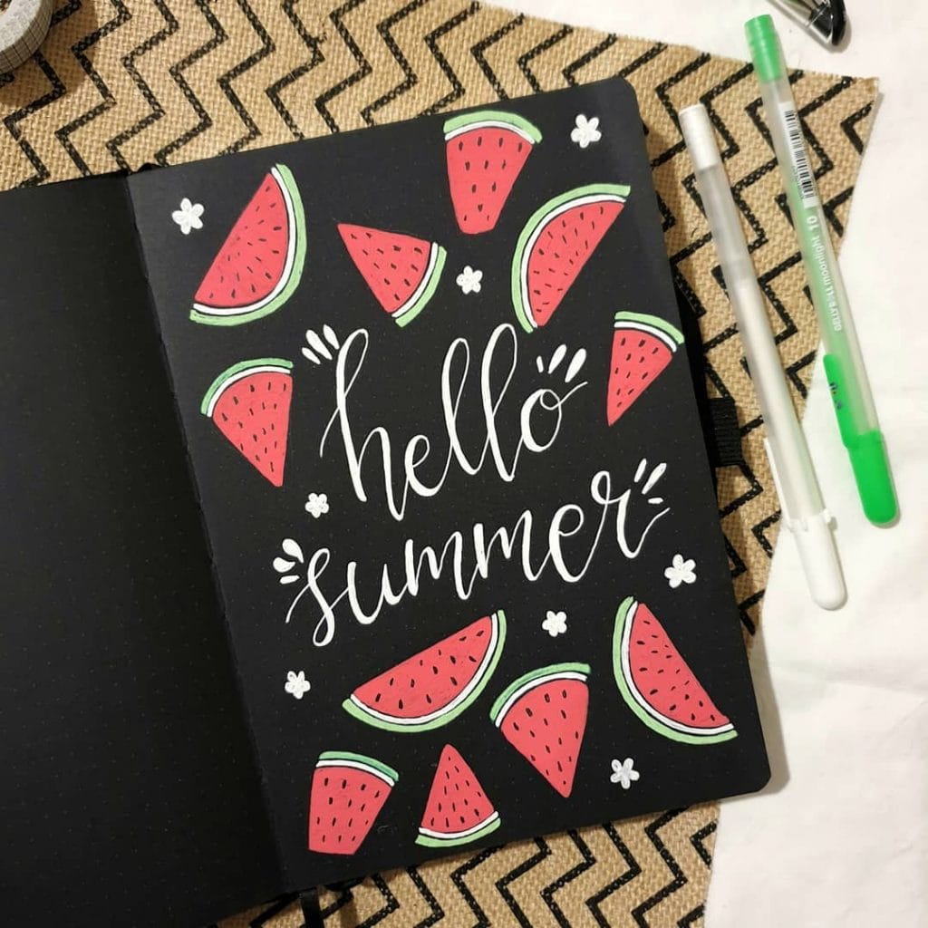 summer water melon bullet journal