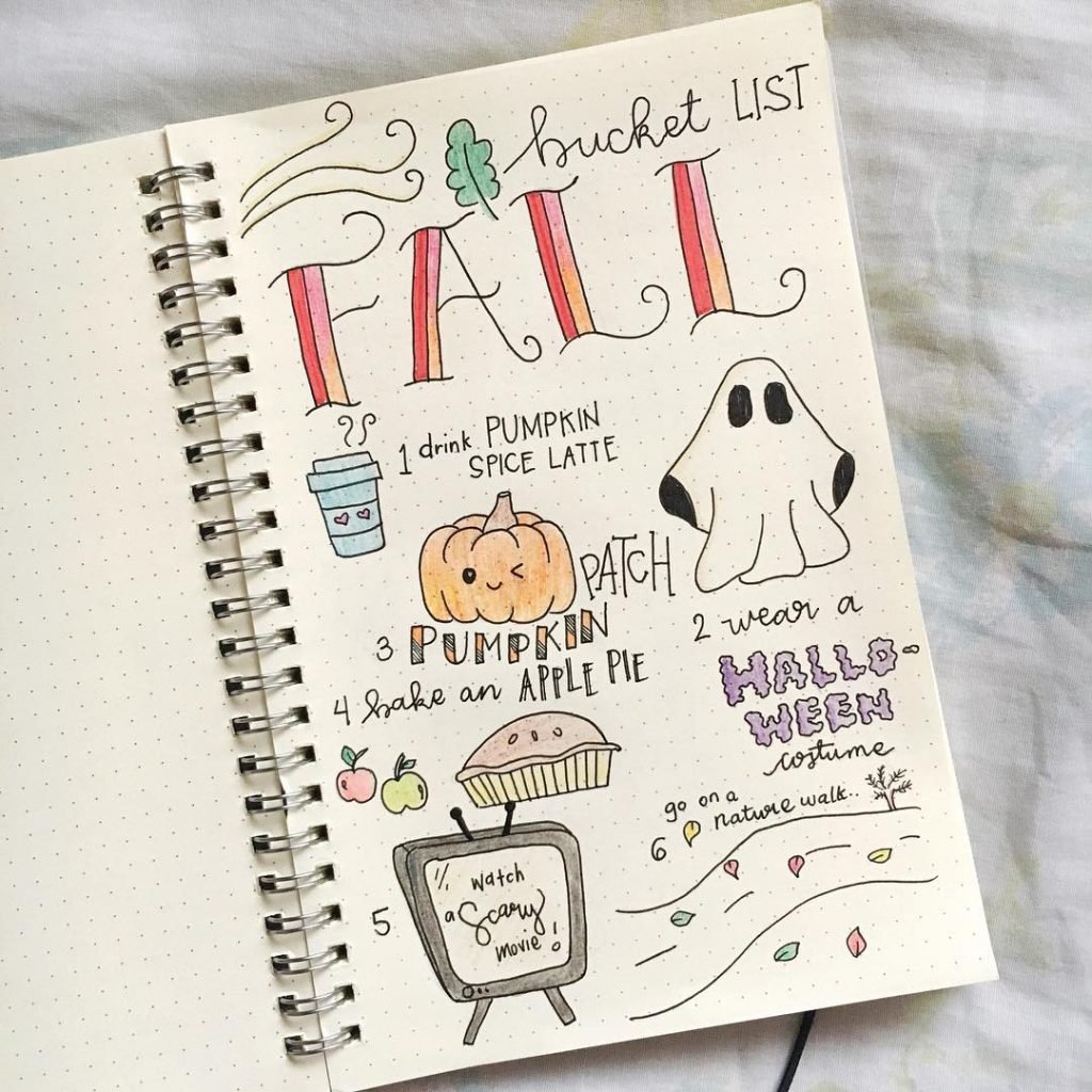 Bullet Journal Fall Theme Favourite and bucketlist 2