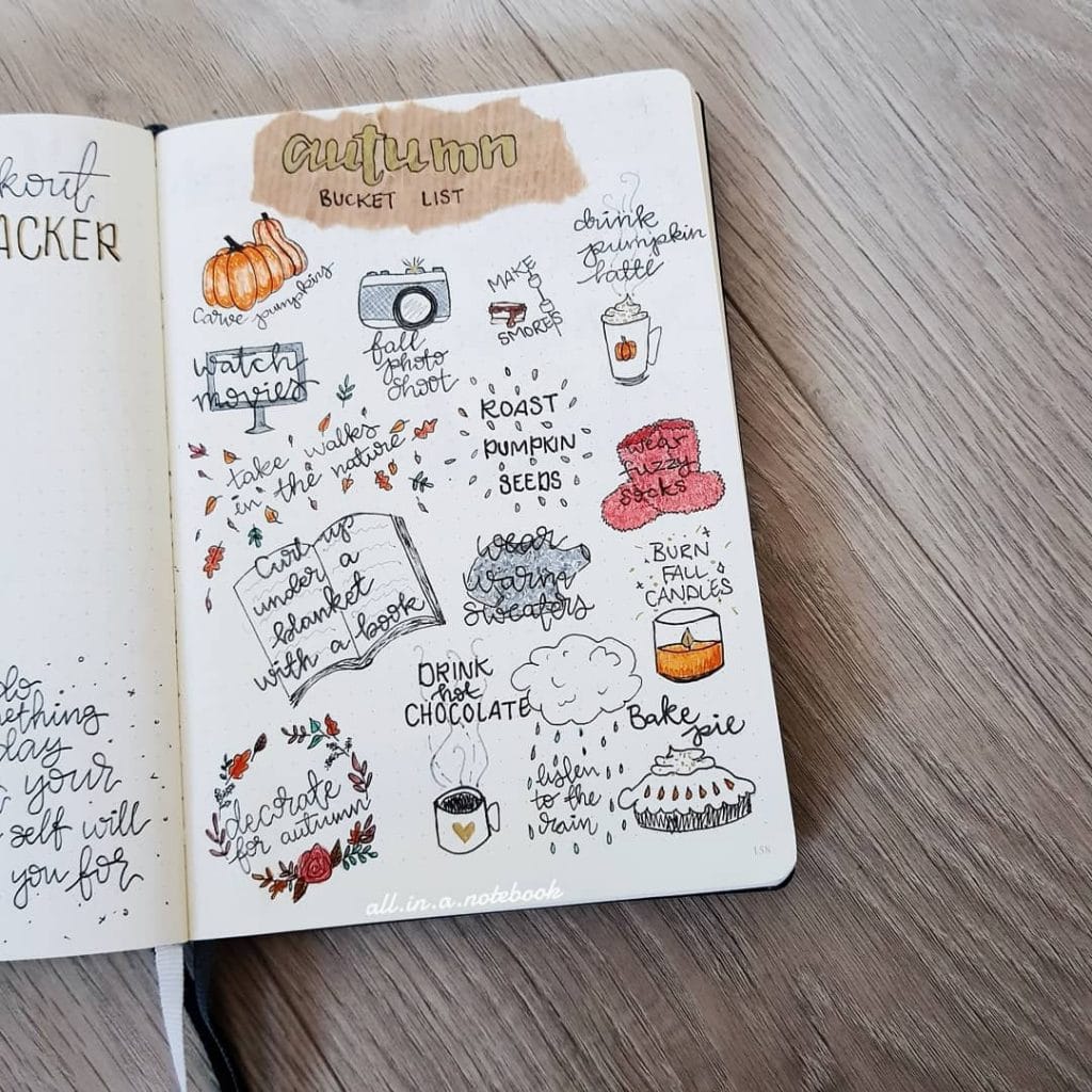 Bullet Journal Fall Theme Favourite and bucketlist 4