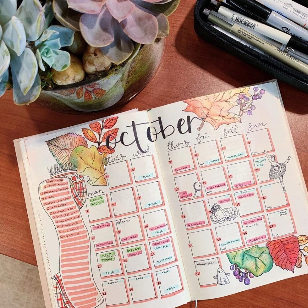 Bullet Journal Fall Theme Monthly Layout 3