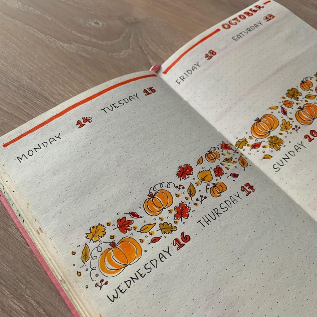 Bullet Journal Fall Theme Weekly Spread 2