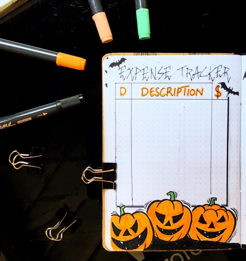 Halloween Bullet Journal Expense Tracker