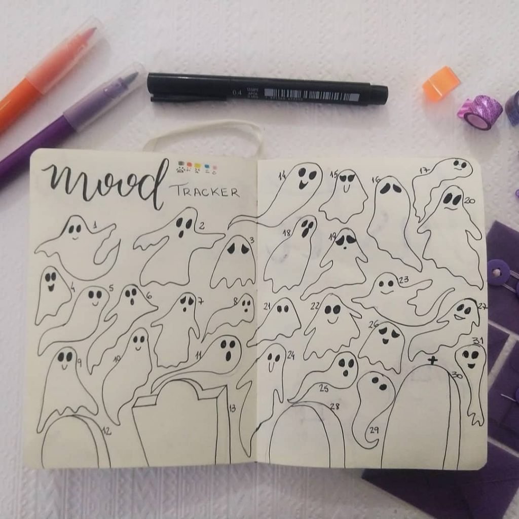 Halloween Bullet Journal Mood Tracker 2