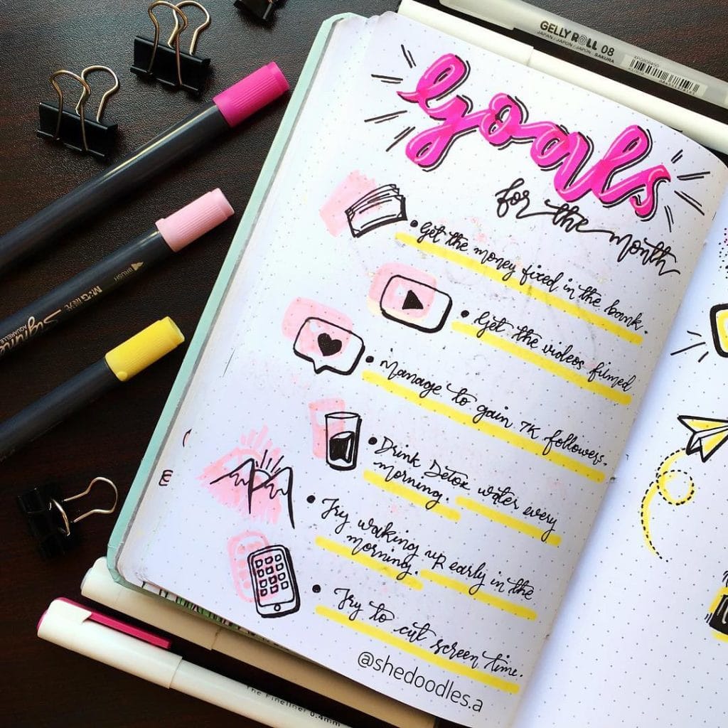 bullet journal goals page ideas 12