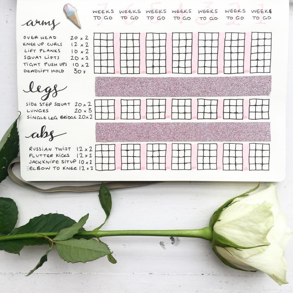 Bullet Journal Workout Spreads and Ideas - Planned & Planted