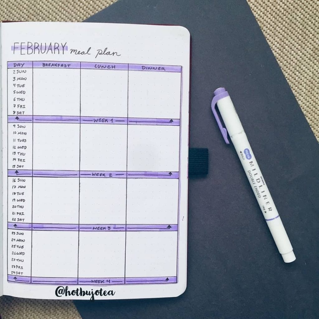 Monthly Meal Plan Bullet Journal 1