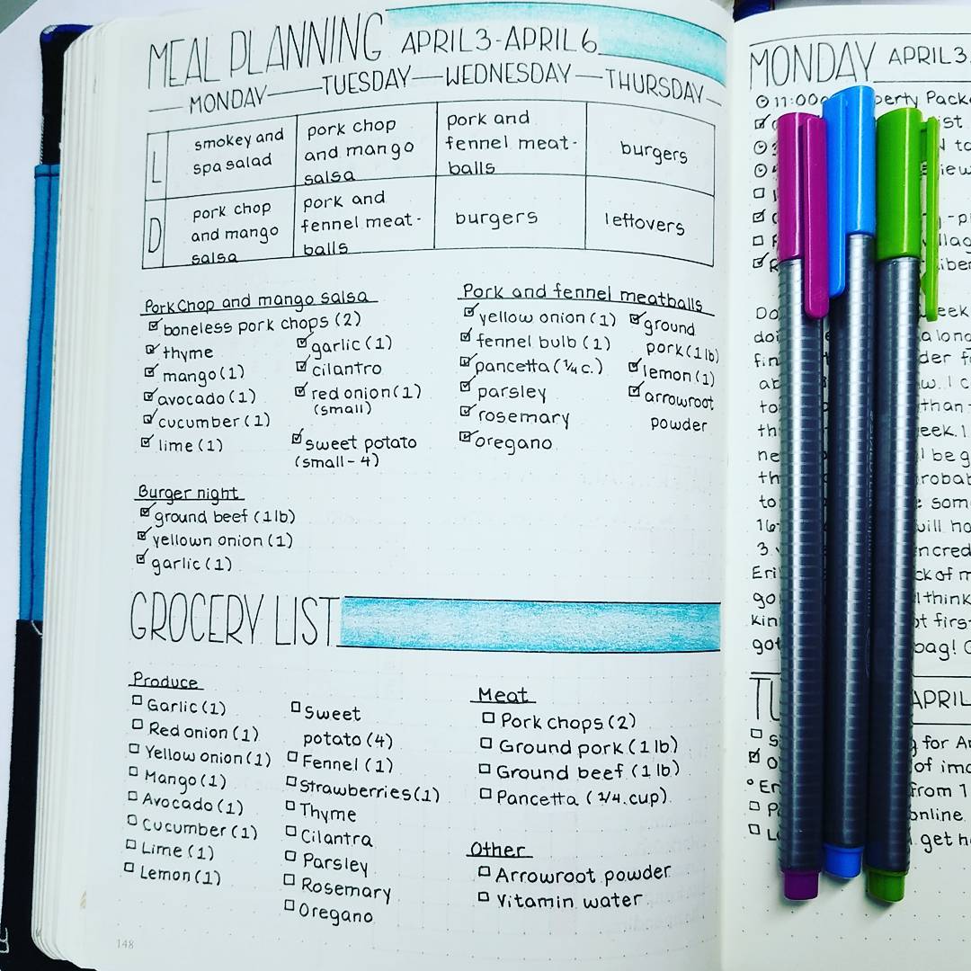 21 Unique & Colorful Meal Plan Bullet Journal Ideas