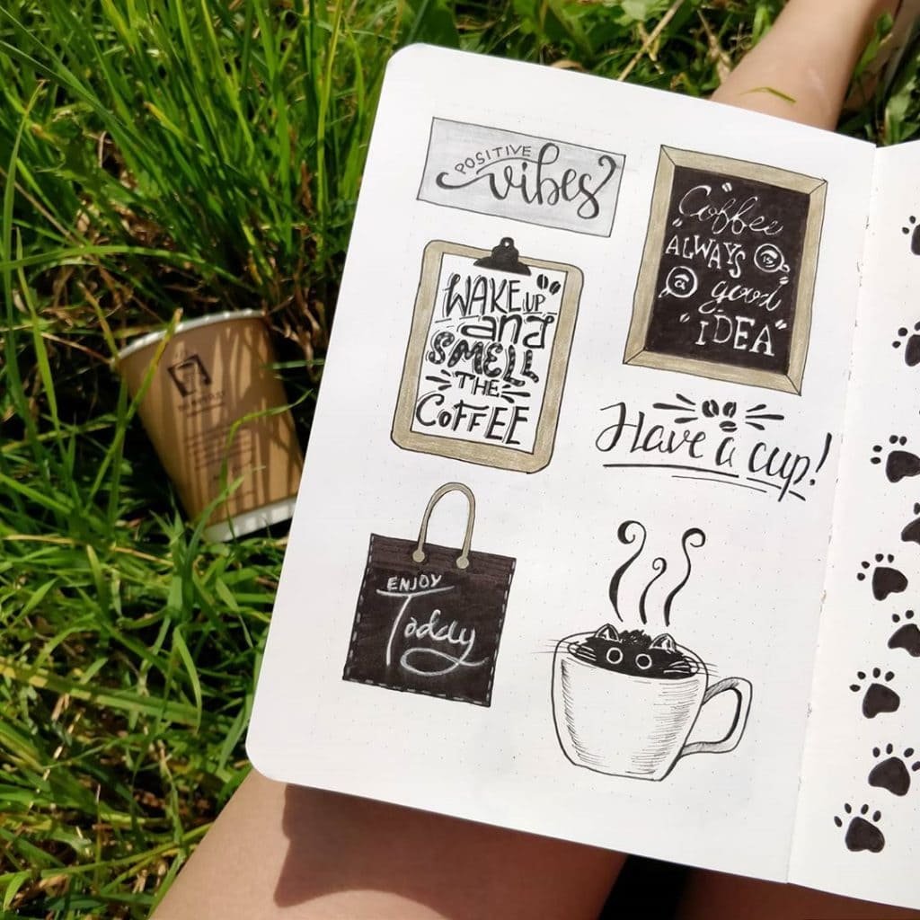 Bullet Journal Coffee Theme Coffee Doodles and Moodboards 3