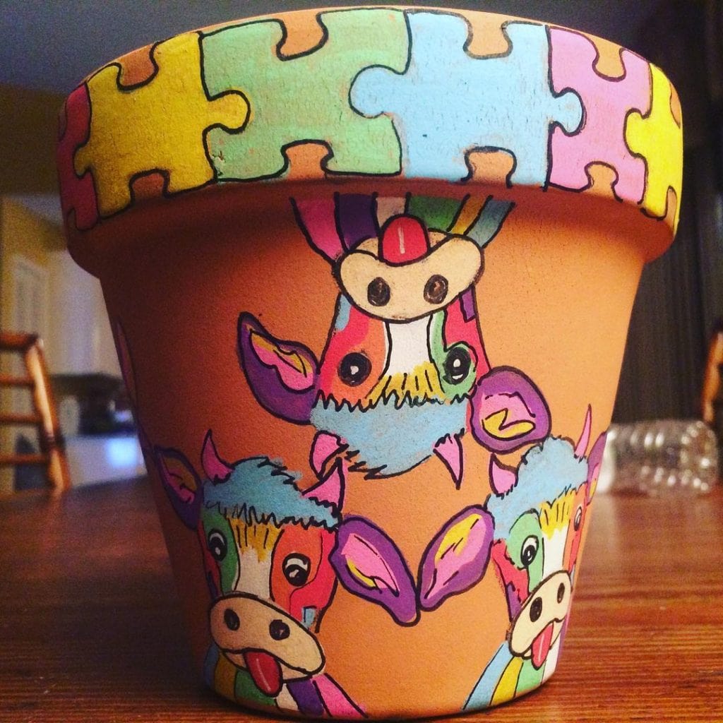 Painted Flower Pots Animal Pattern 3