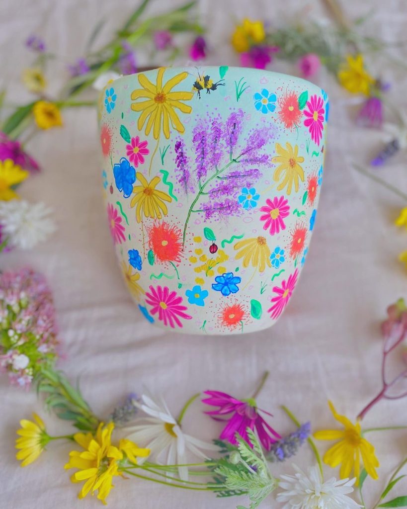 Painted Flower Pots Floral 1