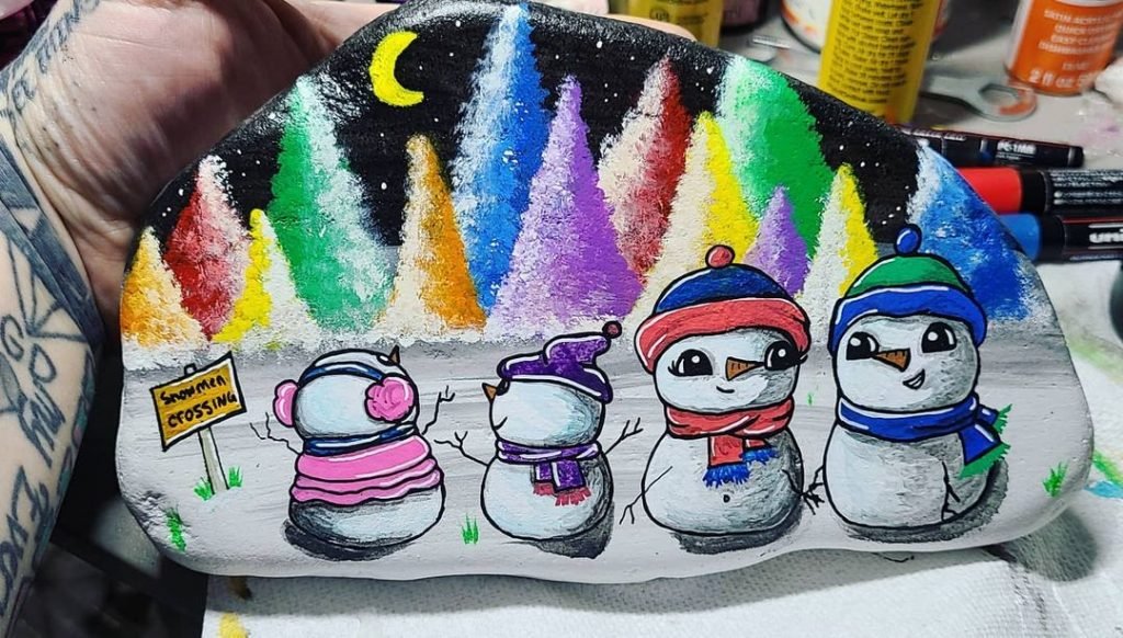 Rock Painting Ideas Christmas and Winters 2