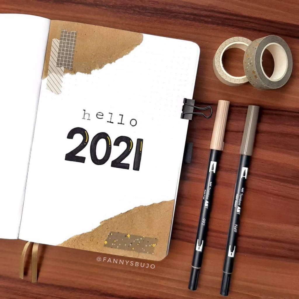 simple theme 2021 bullet journal cover page ideas