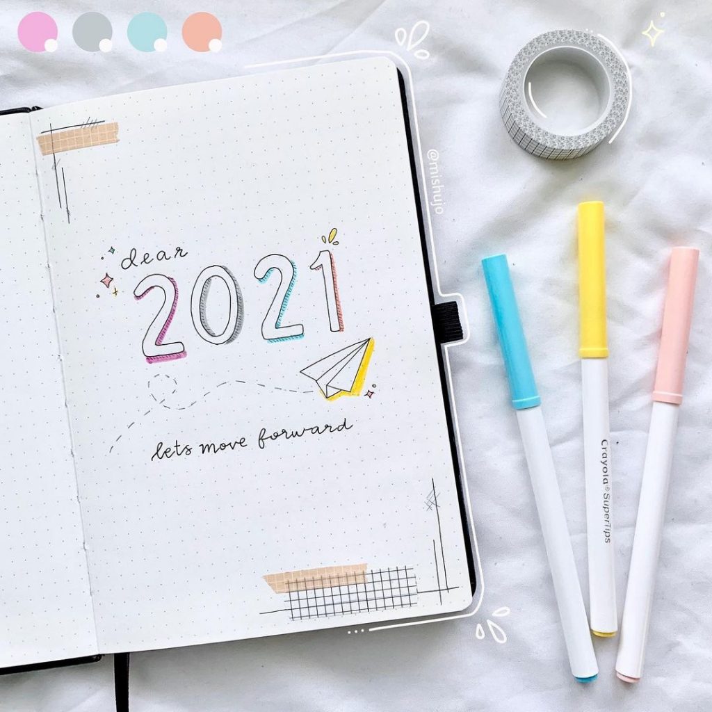 lets move forward 2021 bullet journal cover page ideas