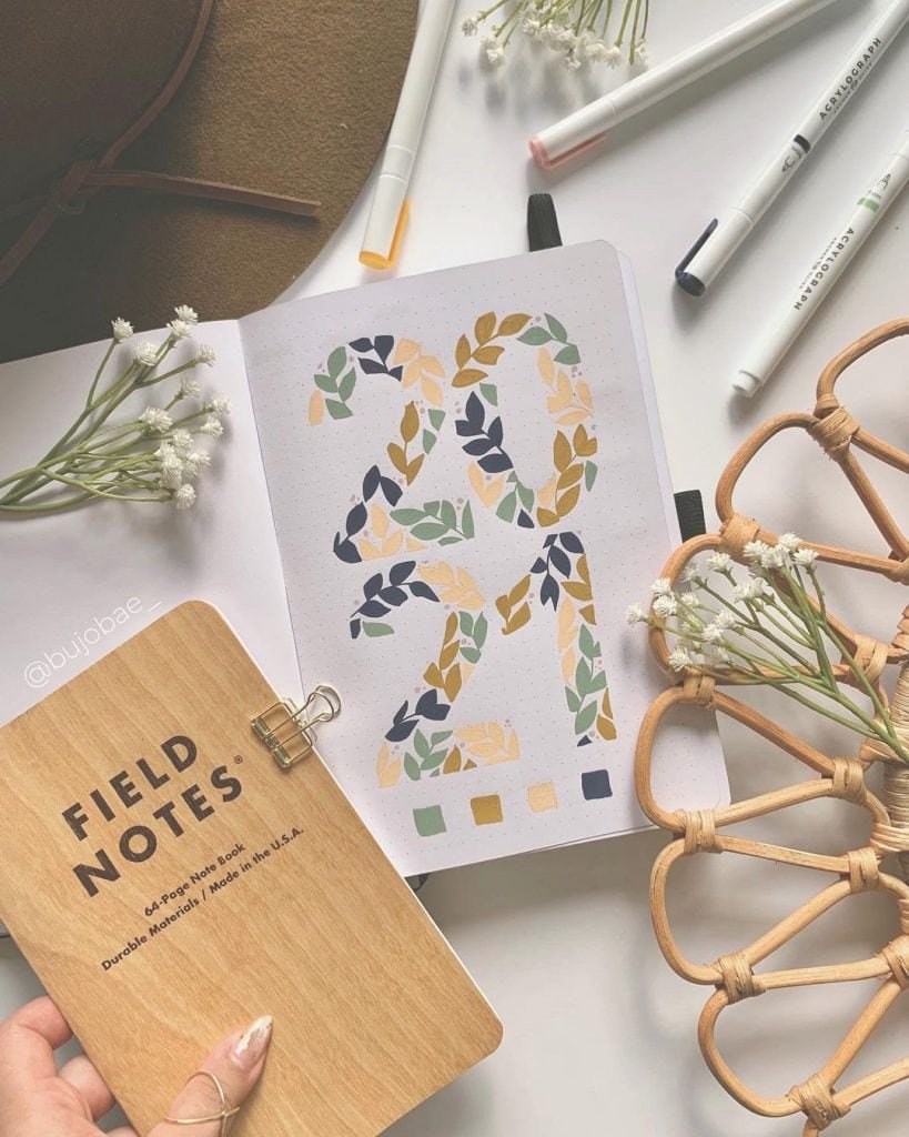 floral 2021 bullet journal cover page ideas