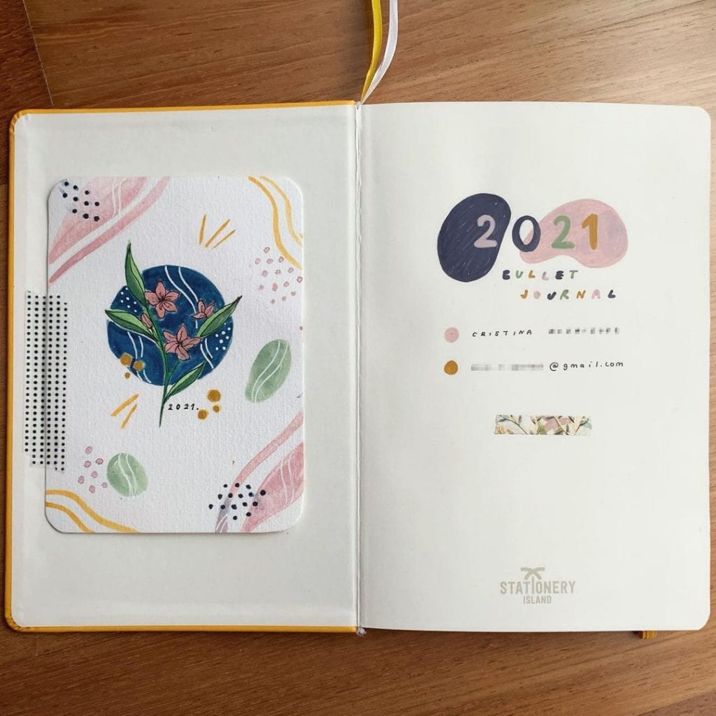 floral 2021 bullet journal cover page ideas