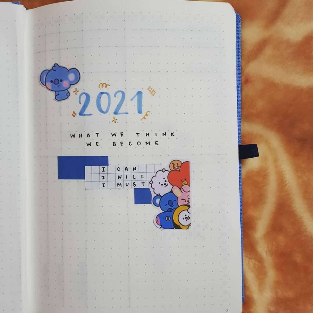 quote theme 2021 bullet journal cover page ideas