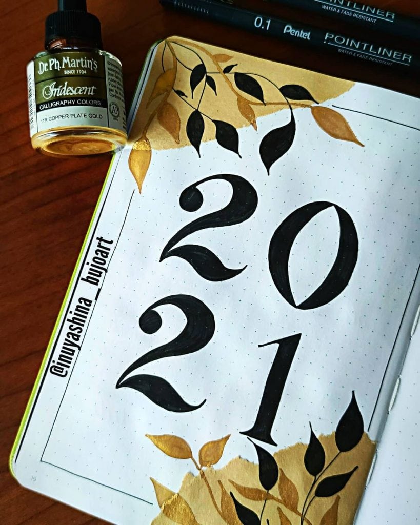 leaves 2021 bullet journal cover page ideas