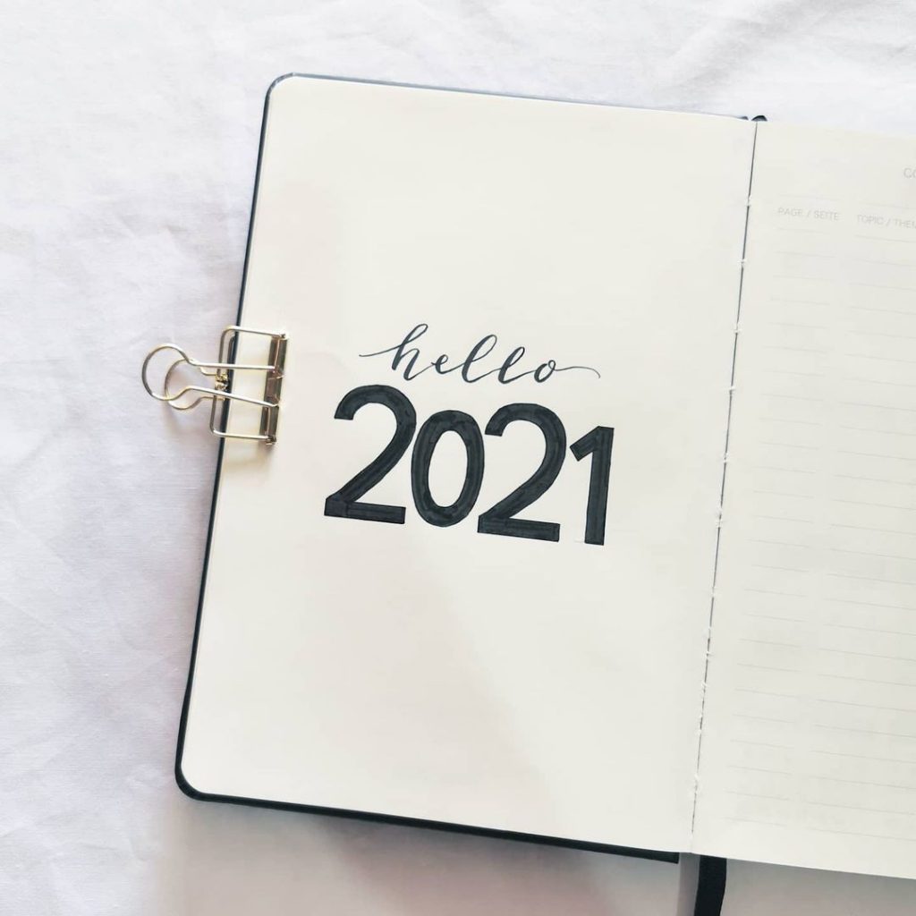 simple 2021 bullet journal cover page ideas